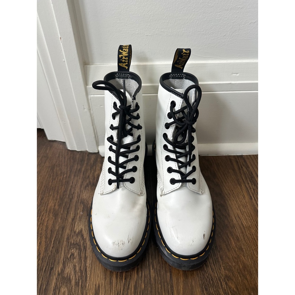 Dr. Martens 1460 Bex White Leather Platform Combat Boots Womens 6 UK 4 EU 37